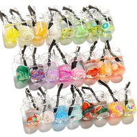 10pcslot mini glass resin bottle charms fruit juice tea charm dangle earring necklace pendants for christmas diy jewelry making
