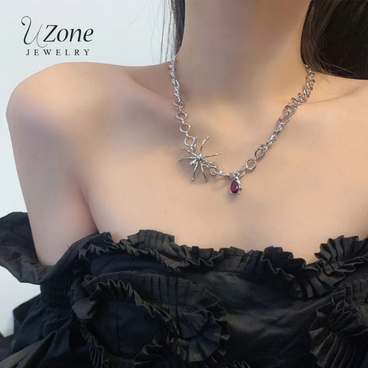 Изысканная подвеска-паук UZone из нержавеющей стали ожерелья для женщин винтажная