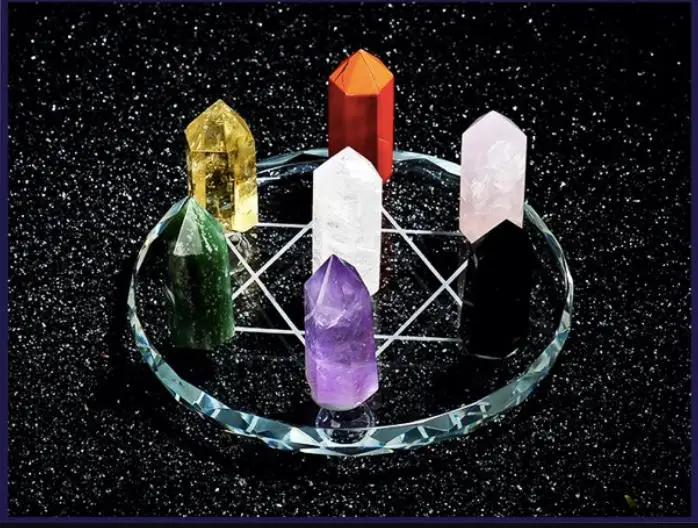 Фэн шуй семь звезд природные цветов Кристалл колонны + пластина Базовая