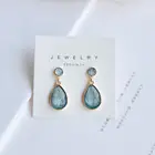 Серьги-клипсы женские, в японском стиле, с голубыми кристаллами и геометрическими фигурами