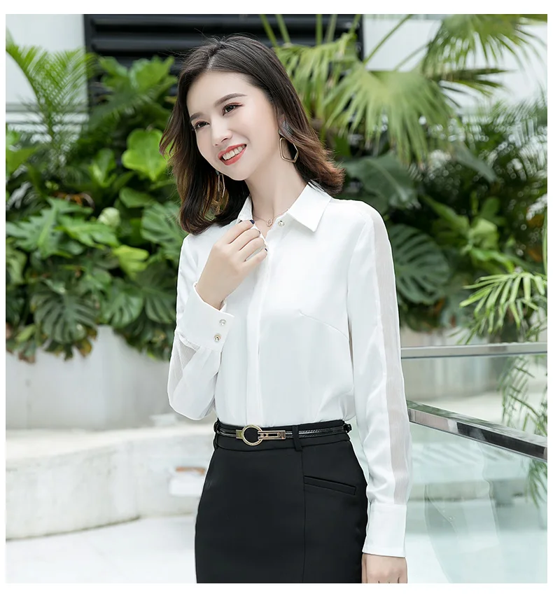 Fashion women shirt Spring autumn New temperament long sleeve formal slim satin blouses office ladies plus size work tops