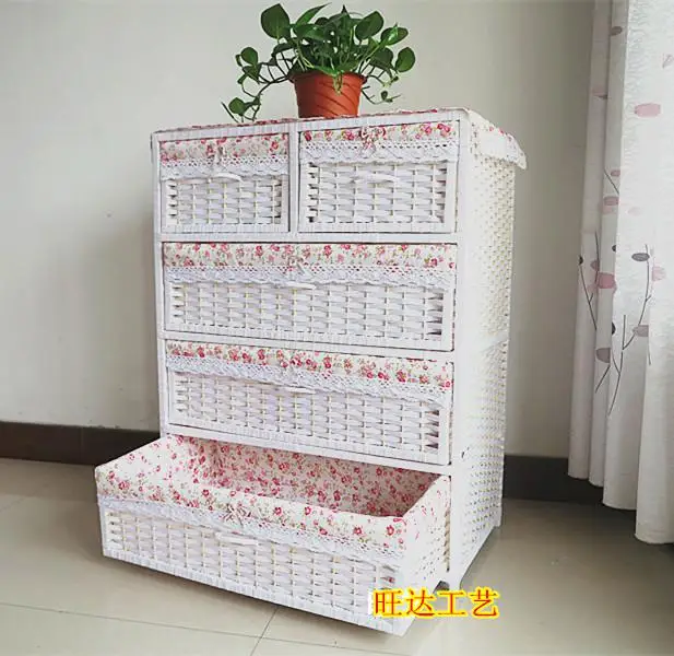 Утолщенный большой ротанговый прикроватный шкаф детский для малыша комод с
