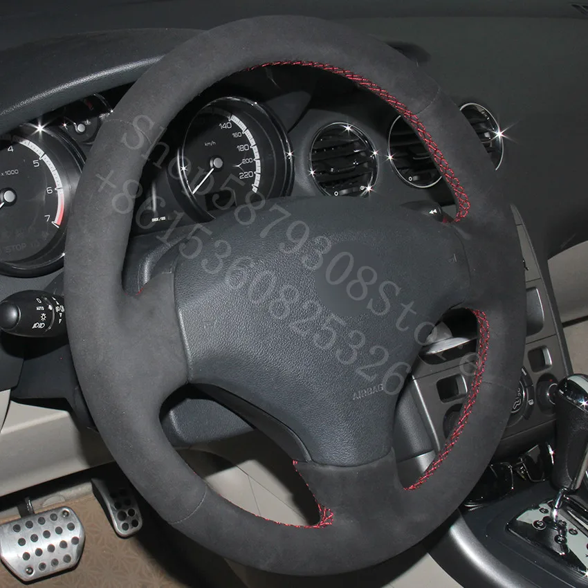 

For Peugeot 308 2015-2020 R HYbrid Concept Black Suede Car Steering Wheel Covers car accessories