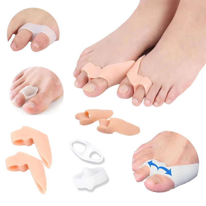 

2Pair Toe Separator Correction Hallux Valgus Orthopedic Bunion Foot Care Tools Soft Silicone Thumb Orthosis Big Toes Corrector