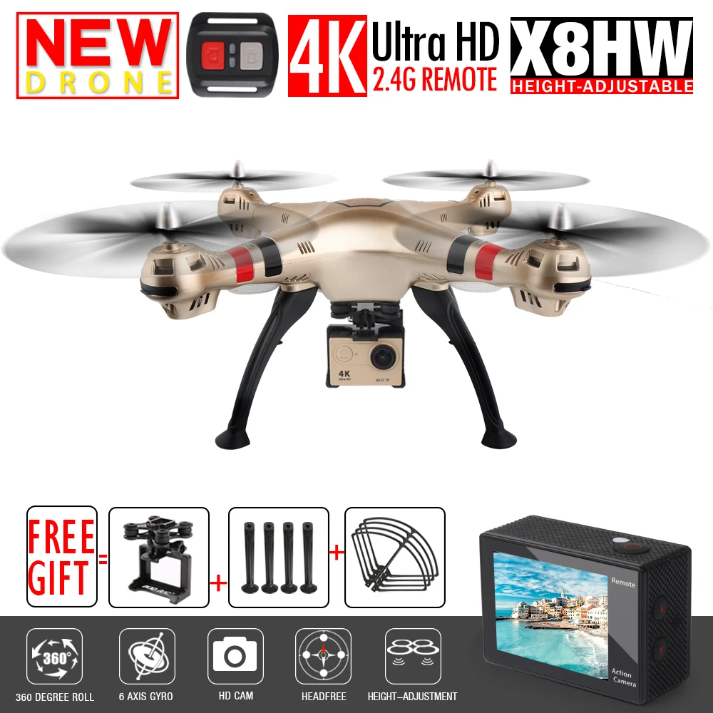 2017 SYMA X8W X8HW 6 оси гироскопа RTF Дрон RC FPV дрона с дистанционным управлением 4 K/1080 P WI FI