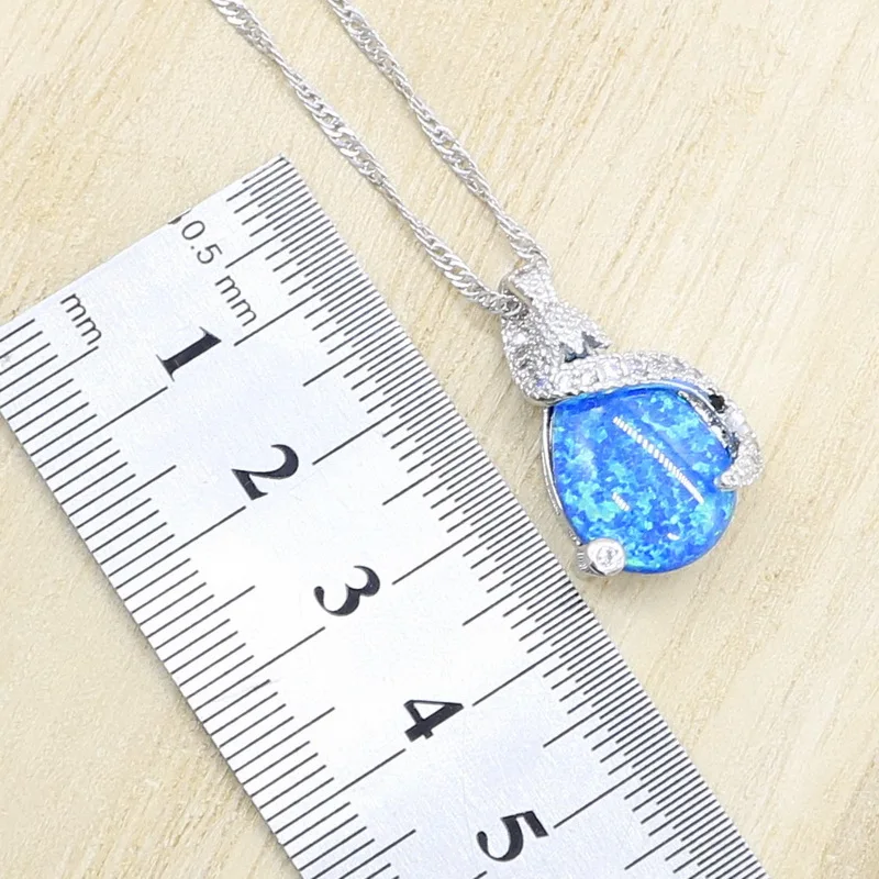 Синий опал серебряный цвет набор украшений для женщин светильник синий