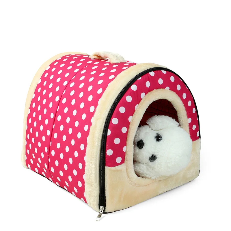 As The Picture Pet Dog House Nest With Mat Foldable Pet Dog Bed Cat Bed House For Small Medium Dogs Travel Kennels For Cats Pet Products - Цвет: As The Picture