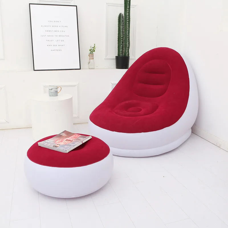 

Adult inflatable lazy sofa two-piece set with foot step thickening flocking sofa leisure inflatable recliner