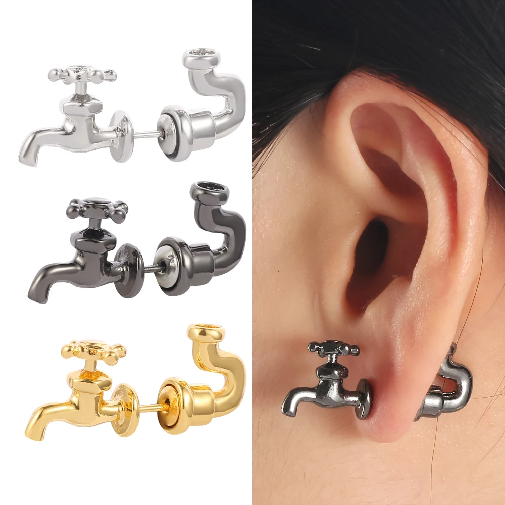 Серьги-гвоздики в готическом стиле с краном для воды | Украшения и аксессуары