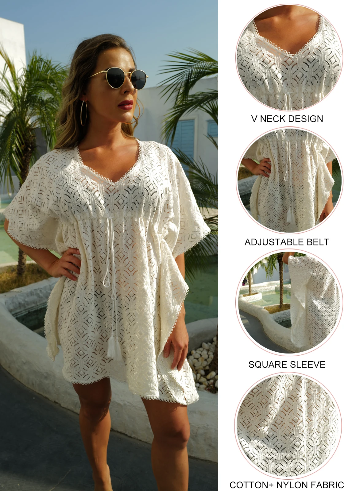 

CGYY Brand 2021 New Arrivals Crochet White Kniting Beach Cover Up Dress Tunic Pareos Bikinis Swimwear Sexy Robe Plage Beachwear