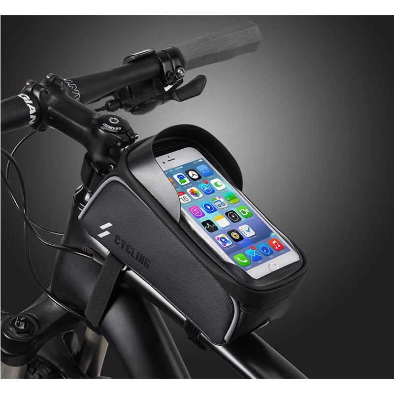 

Сумка на переднюю раму велосипеда, водонепроницаемая велосипедная сумка на верхнюю трубу, фотодержатель 6,0 дюйма, Фотосумка для горного вел...
