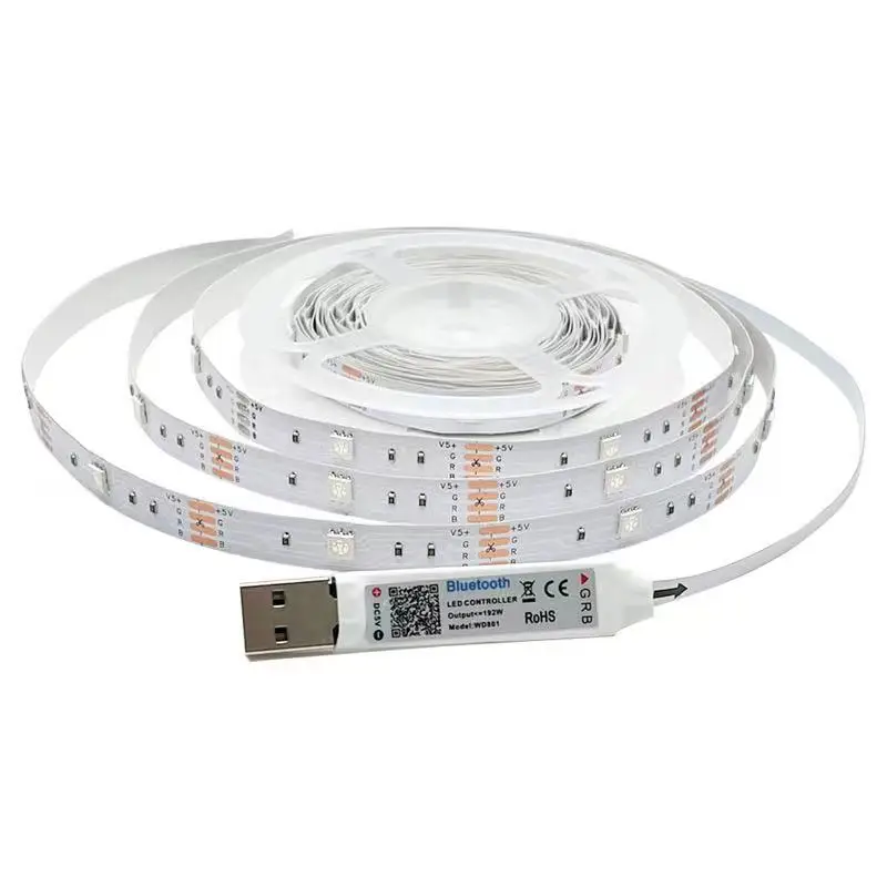 

USB 5m Light Strip With Rgb 5050 Patch, Remote Control App Indoor Sound Control Music Rhythm Light Strip For Home Party Decorati