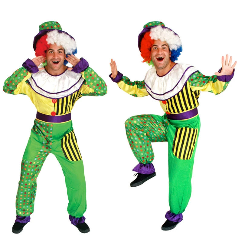 Halloween Clown Cosplay Costumes Clown Dance Stage Performancee Carnival Funny Party With Hat Christmas Gift