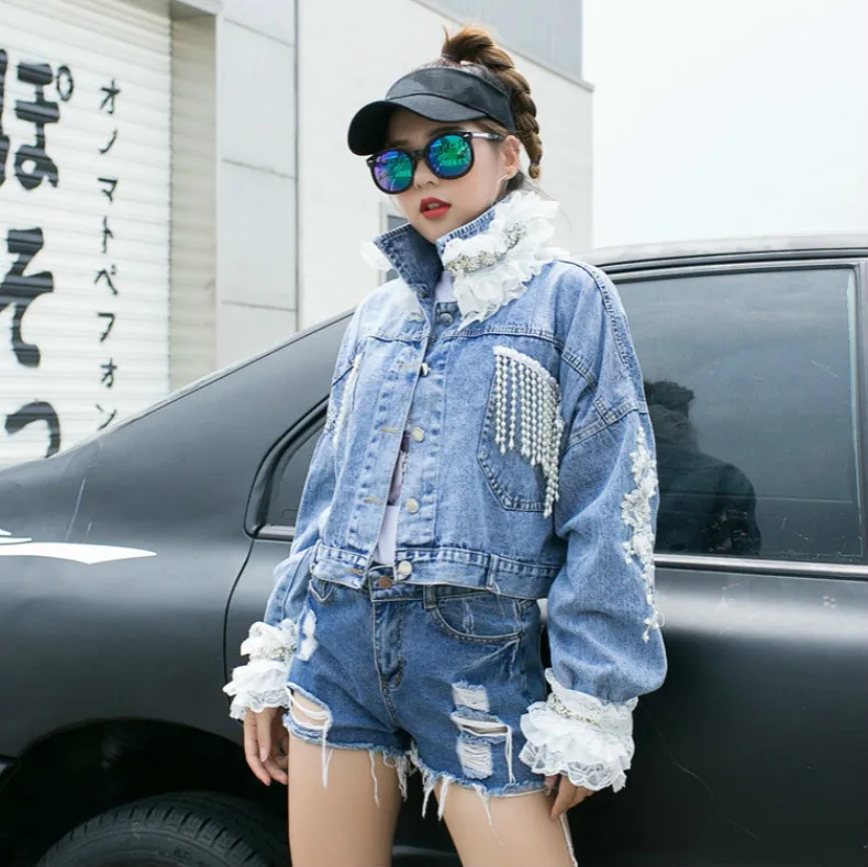 Max LuLu/ модная уличная одежда в Корейском стиле, женская одежда в стиле панк, женские короткие джинсовые куртки, винтажные кружевные цветочные пальто, большие размеры