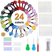 kaobuy 24 color embroidery floss cross stitch threads embroidery kit with large eye stitching needles beading needle threaders