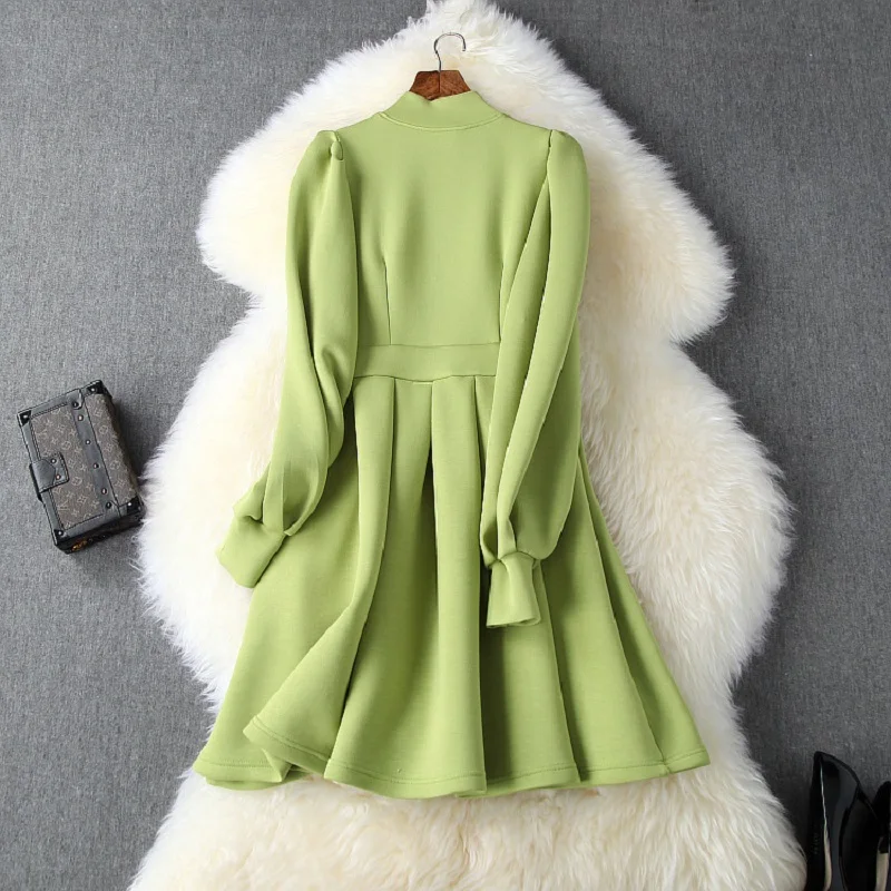 Однотонное платье с длинным рукавом новинка 2019 уличные осенние женские теплые