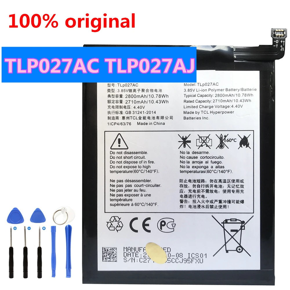 

Original 2800mAh TLP027AC TLP027AJ Battery For Alcatel A5 LED 5085D 5085Y Idol 5 OT-6085D PULSEMIX OT5085C For TCL 750 X1 PLUS