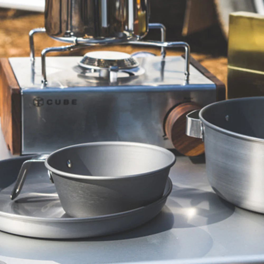 

1pc Aluminium Alloy Food Plate Practical Outdoor Picnic Plate Food Serving Dish