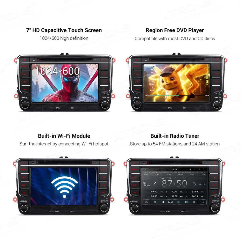 XTRONS " Android 9,0 Восьмиядерный автомобильный dvd-плеер gps для Volkswagen Vento Transporter Multivan Tiguan caddy для сиденья для skoda