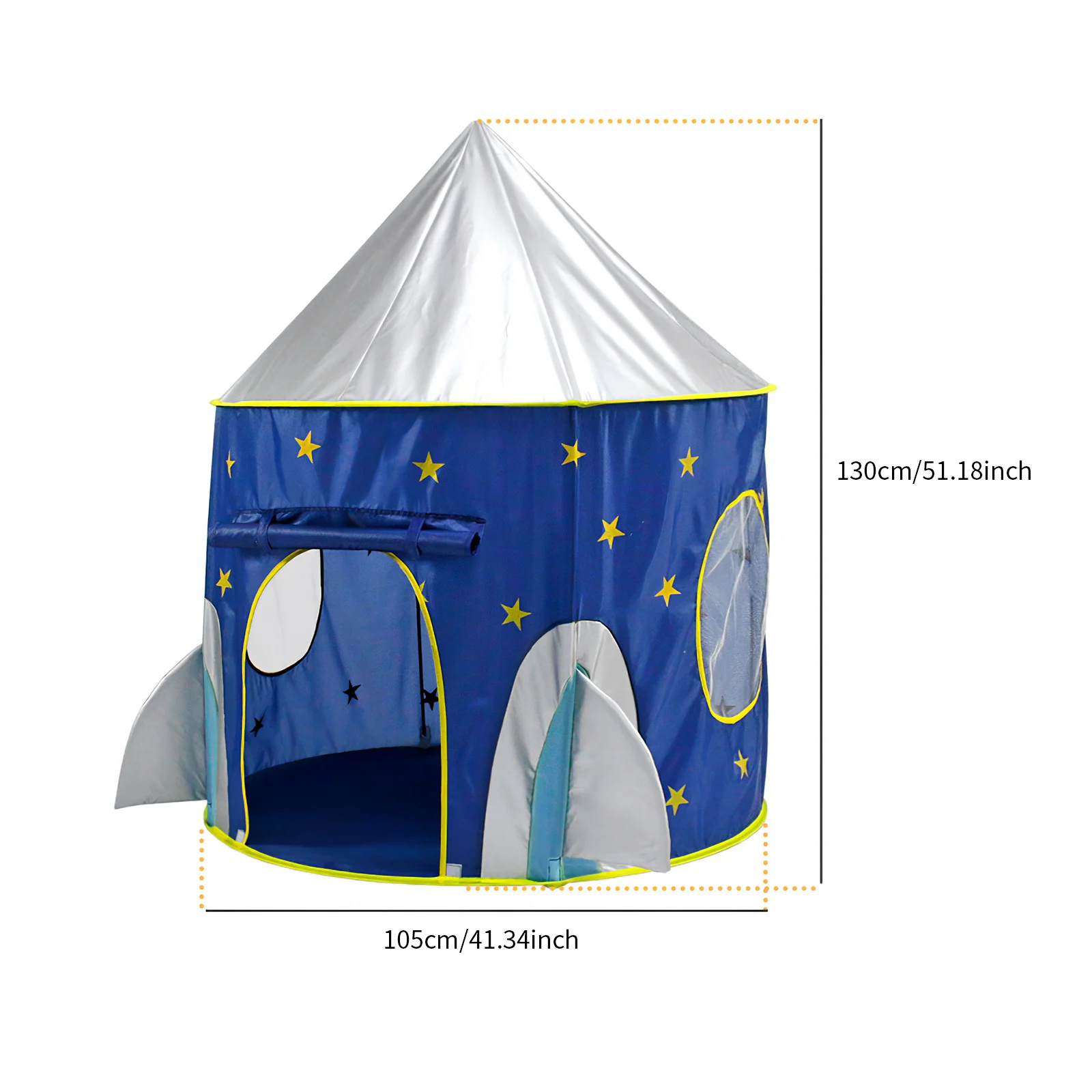 

Polyester Playhouse Tent with Rolling Door Decorative Game Playing Tent Interesting Toy Tent Comfortable Spaceship Rocket Tent