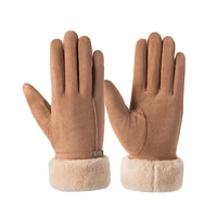 women gloves winter touch screen 2020 female suede furry warm full finger gloves lady winter outdoor sport driving women gloves