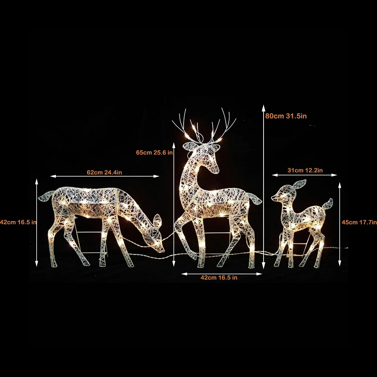 Decoraci&oacute;n navide&ntilde;a iluminada para exteriores, ciervo navide&ntilde;o, vacaciones, familia, navidad-3