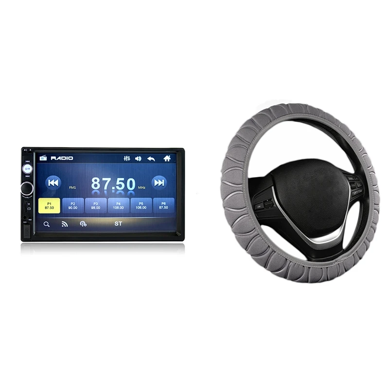 

1 Pcs 7 Inch HD 2DIN Bluetooth Autoradio Stereo Car Radio MP3 MP5 Player & 1 Pcs Car Steering Wheel Cover