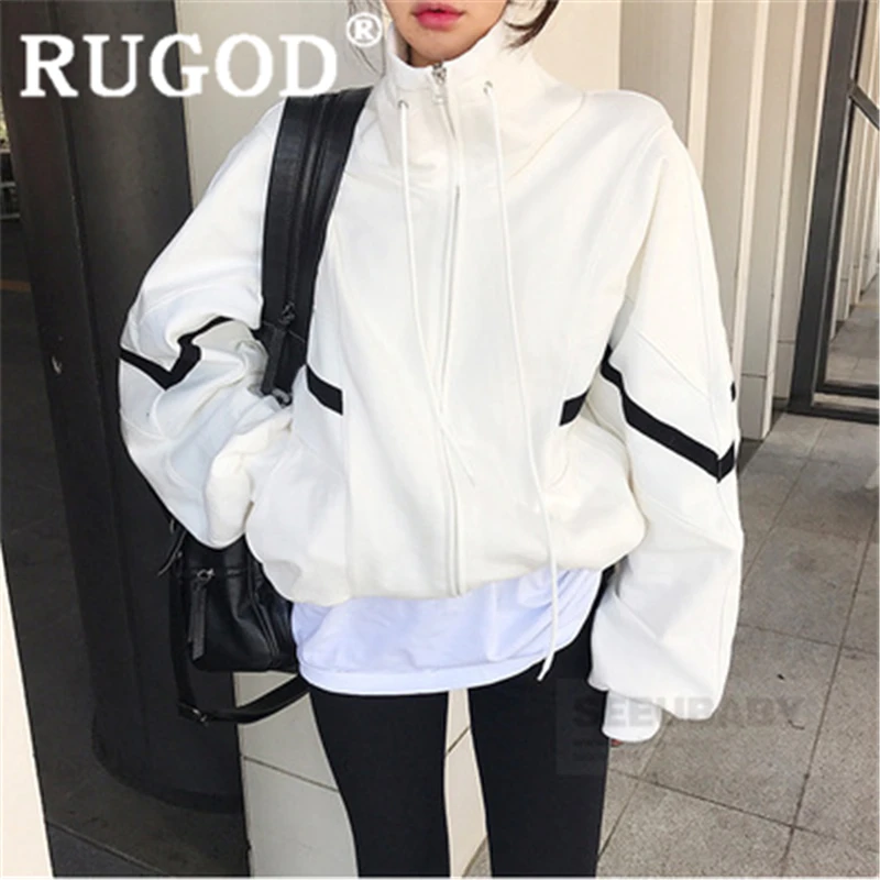 RUGOD базовое пальто для женщин стоячий воротник рукав летучая мышь молния шнурок