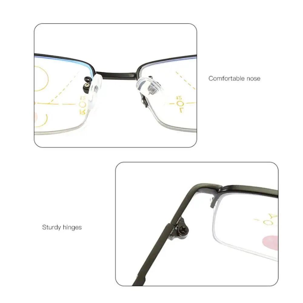 Универсальный зум очки для чтения прогрессивные мульти фокус анти синий луч Часы