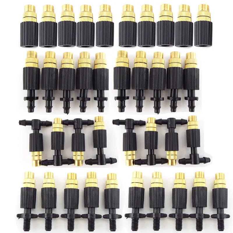 

10pcs Micro Drip Irrigation Misting Brass Nozzle Garden watering Spray Cooling Parts Copper Sprinkler Connector for 4/7mm hose