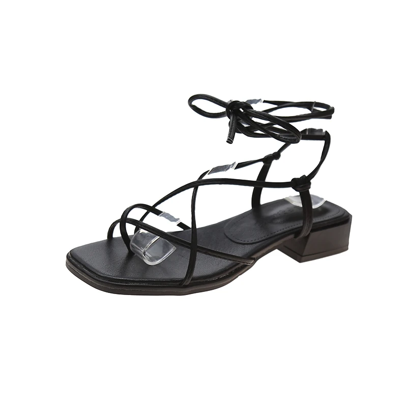 

Net red lace-up fashion sandals women 2021 summer Rome lace-up ins student party and holiday lace-up women sandals