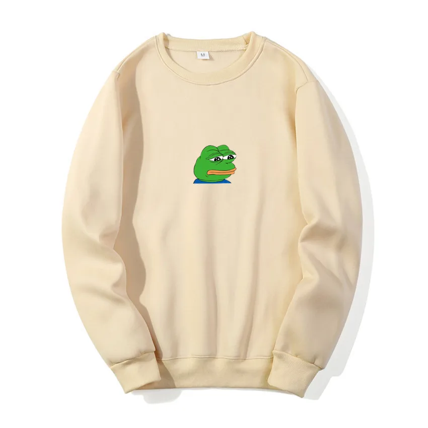 Брендовые новые модные толстовки уличная хип-хоп печать Sad Frog Толстовка мужская Толстовка и мужская Японская уличная одежда - Цвет: Хаки
