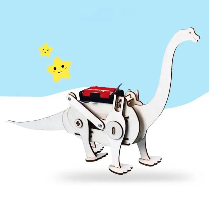 Творческие DIY научные игрушки STEM Электрический ходящий динозавр T Rex Набор пазлов - Фото №1