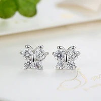 foydjew 925 silver butterfly stud earrings womens simple sweet cute temperament personality inlaid zircon earrings wholesale