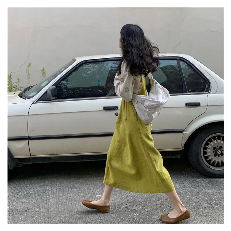 Юбка с поясом 20S белая лимонная желтая зеленая удобная хлопковая свободная