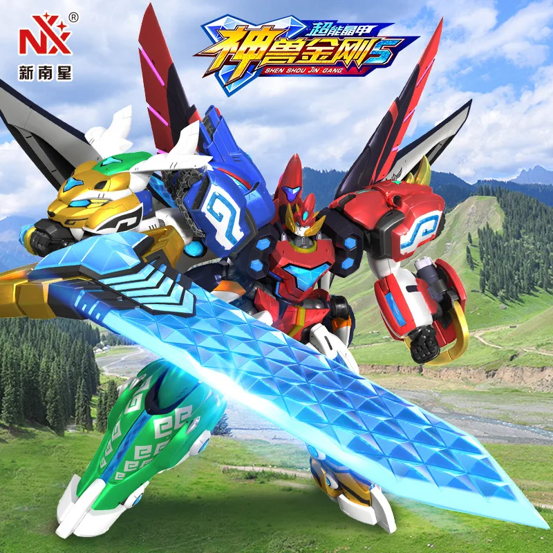 

5 in 1 Assembly Dinozords Transformation Ranger Megazord Robot Action Figures Children Toys Gifts