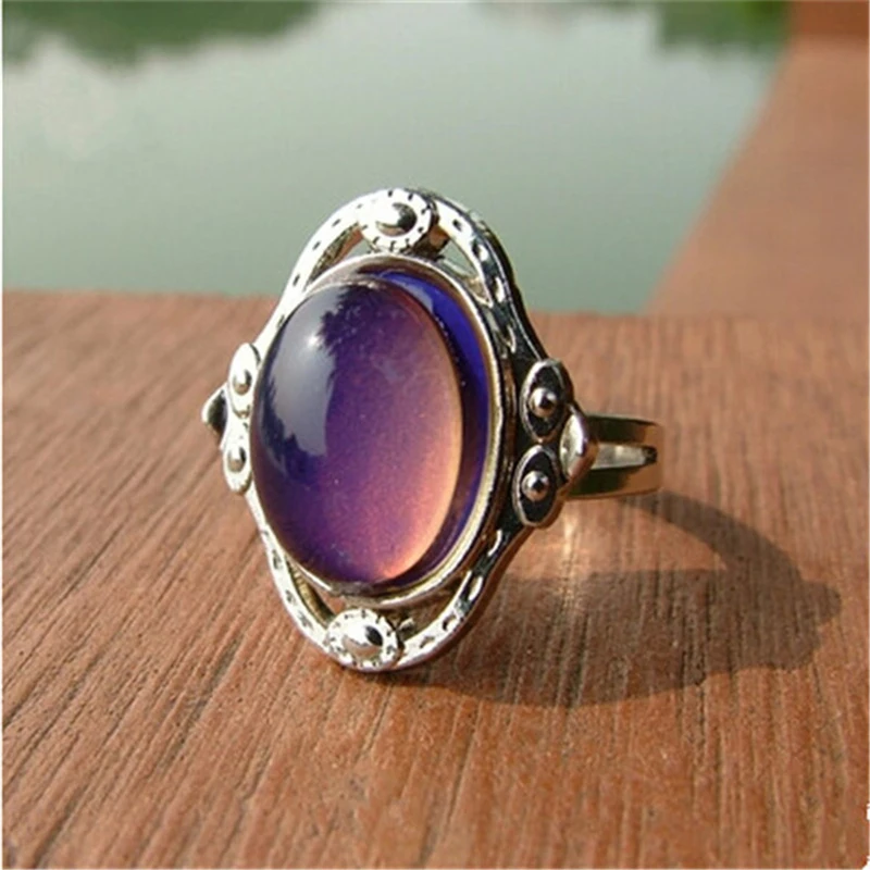 

Mood Change Retro Color Elegant Rings Stone Design Women Wedding Adjustable Sizes Gifts Party Jewelry