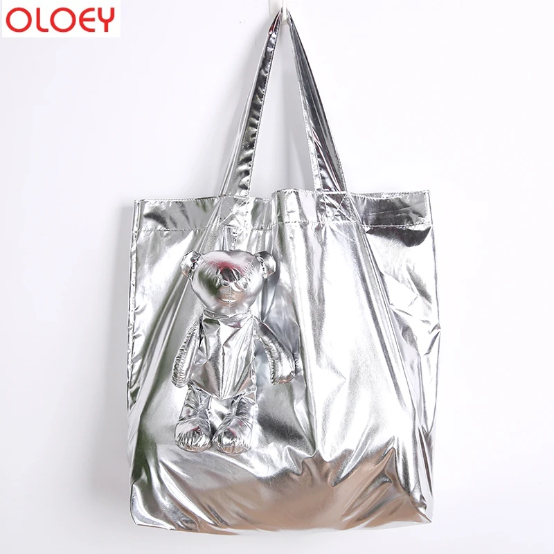 

ECO Silver Coated Bear Cotton filling Waterproof Tote High-Quality Reusable grocery High capacity Cotton bag Shopping Bag