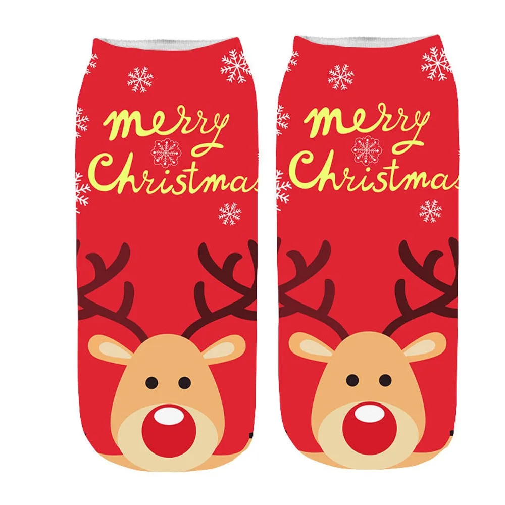 3D Cartoon Christmas socks Women Men unisex xmas print red funny Socks Cute chaussette femme d91007 | Женская одежда