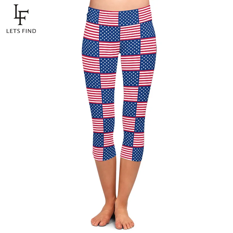Женские леггинсы-капри LETSFIND летние эластичные леггинсы с высокой талией и