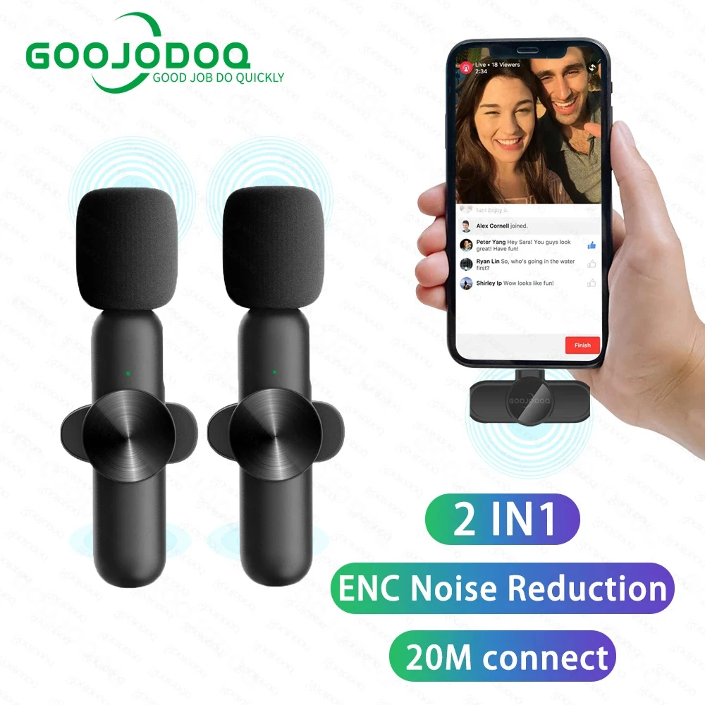 Wireless Lavalier Microphone Portable Audio Video Recording Mini Mic for iPhone Android Live Broadcast Gaming Phone Microfonoe |