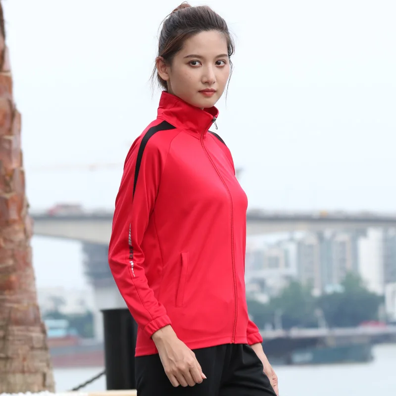 Women Running Jackets Solid Patchwork Yoga Long Sleeve Gym Ladies Sportswear Jerseys Outdoor Tranning Zipper Sweatshirts