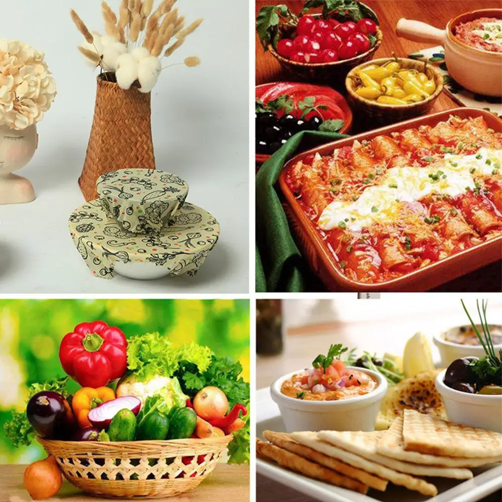 3 шт. многоразовая пчелиная восковая пищевая обертка s FDA хлопковая ping Organizer Beeswax