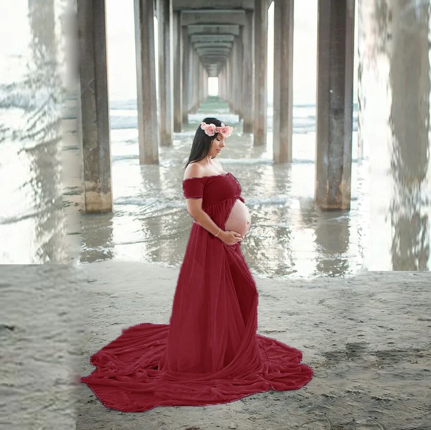 Хлопковые Платья для беременных с коротким рукавом фотосессии реквизит