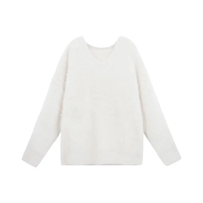 

Women's coat Plush V-neck loose no fade no pilling imitation mink sweater versatile women's winter new