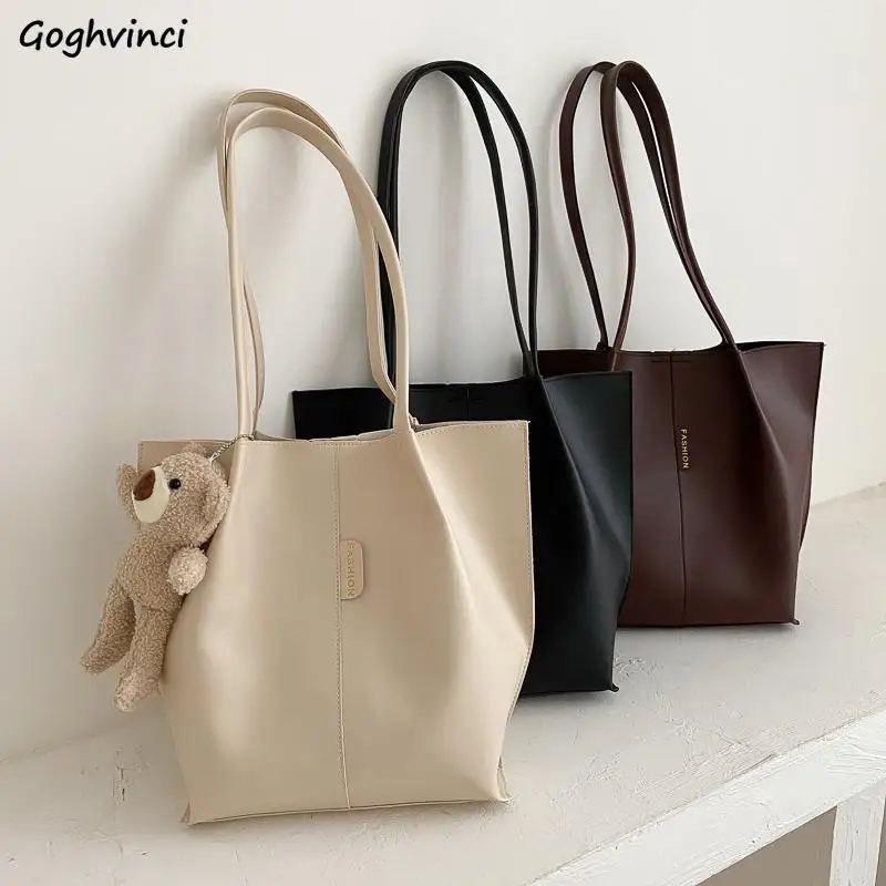 Модные вместительные сумки тоуты на плечо Женские Простые винтажные