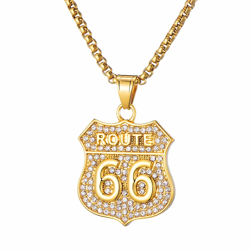 Вакуумное гальваническое золото хип хоп 66 шоссе титановая сталь просверленная