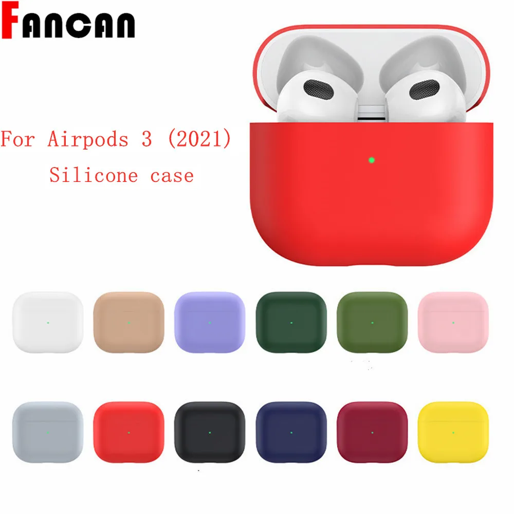 

Case For Apple Airpods 3 liquid silicone protective cover with keychain Ultra-thin Earphone rPotection Case Cute For Air pods 3