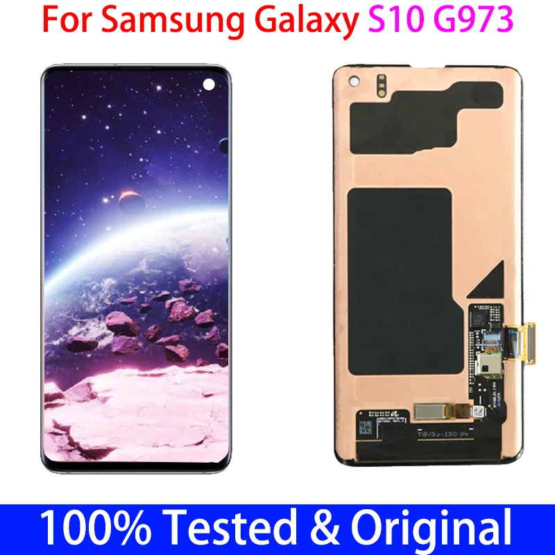 

Original S10 SUPER AMOLED For SAMSUNG Galaxy S10 G973 G973U G973F SM-G973F/DS Display with Touch Screen With Frame Digitizer