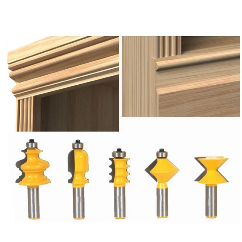 

5Pcs 1/2Inch Shank Closet Door Top Router Bits Set Wood Carving Carbide Alloy Graver Convex Milling Bits